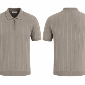 Polo homme élégant à texture verticale – Style chic moderne