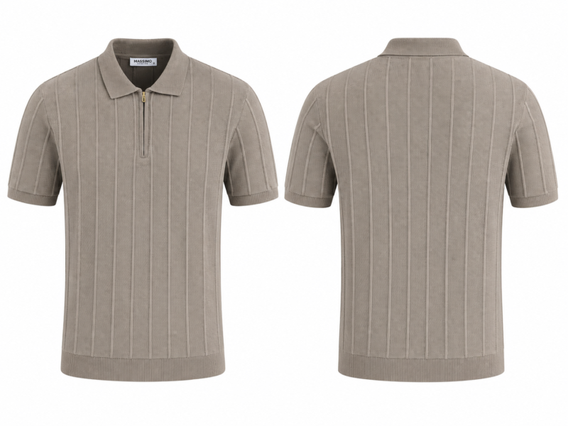 Polo Maille Motif Ondulé Coupe Premium