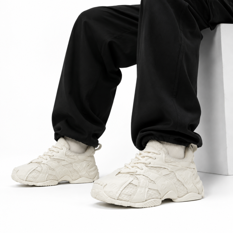Sneakers Homme en Mesh Texturé – Noir ou Écru
