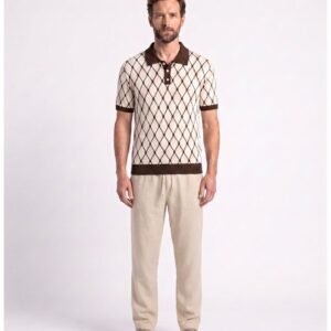 Polo Homme Motif Géométrique Premium