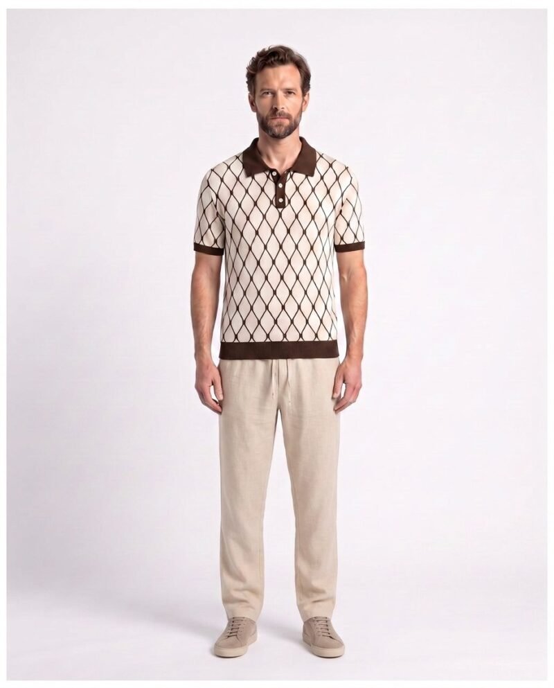 Polo Homme Motif Géométrique Premium