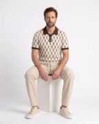 Polo Homme Motif Géométrique Premium