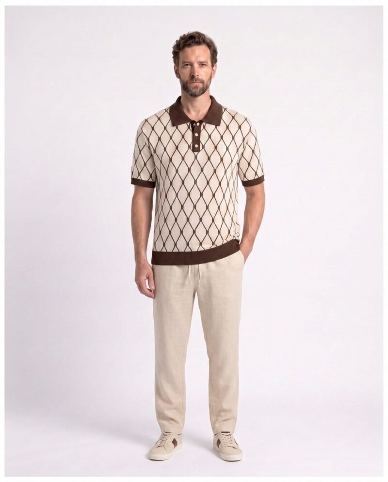Polo Homme Motif Géométrique Premium