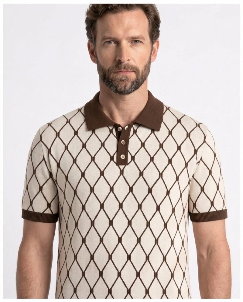 Polo Homme Motif Géométrique Premium