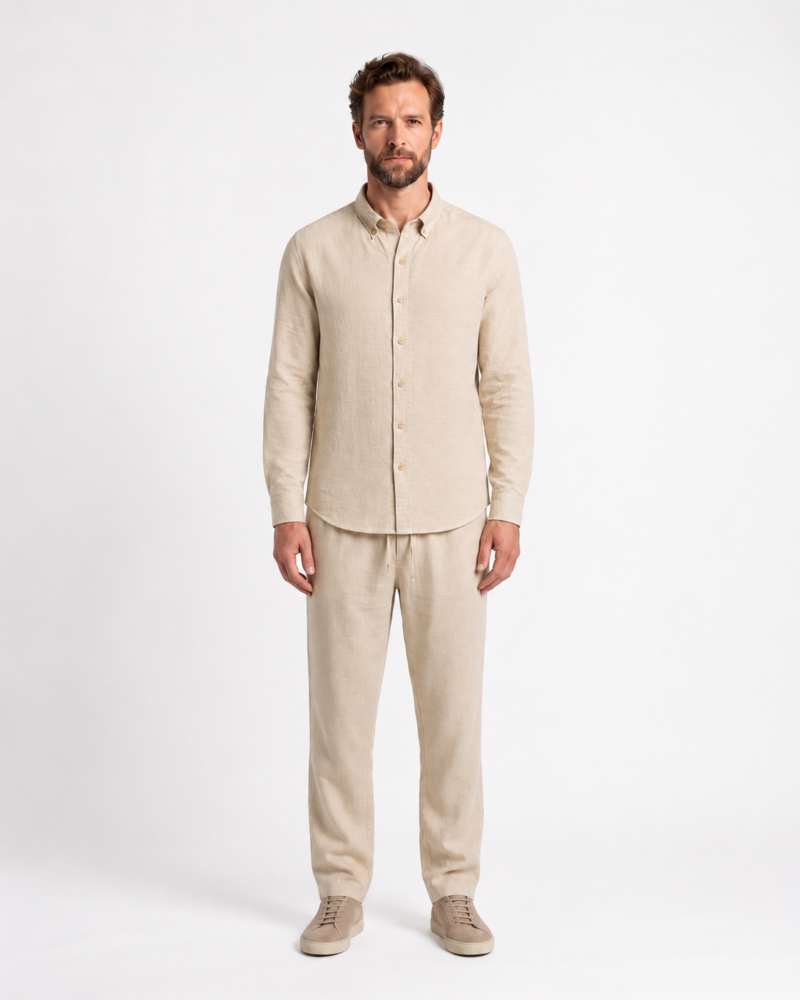 Chemise Homme Casual Chic à Col Boutonné
