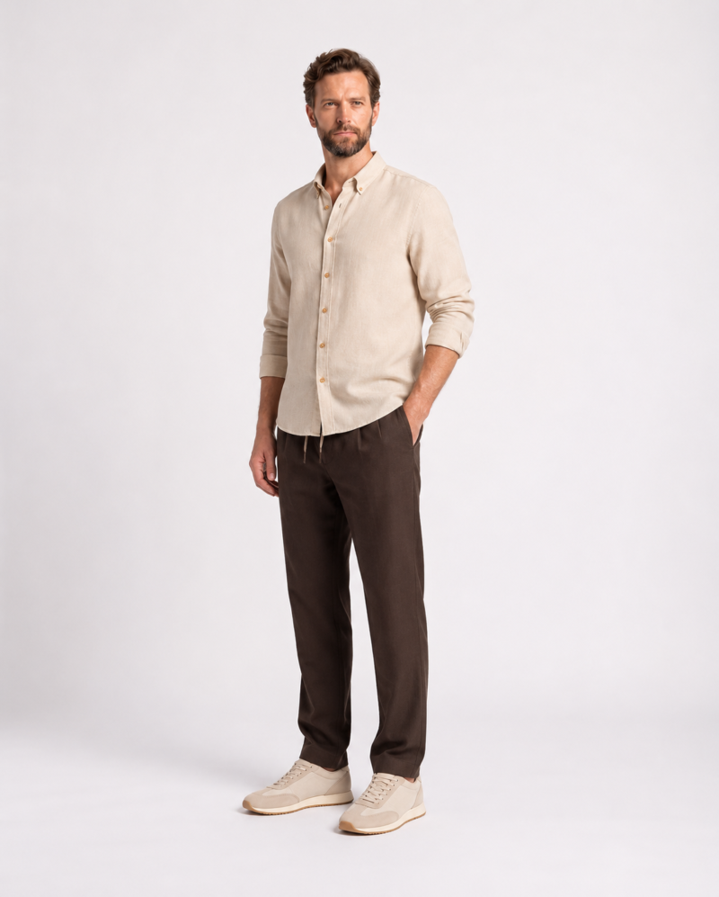 Chemise Homme Casual Chic à Col Boutonné