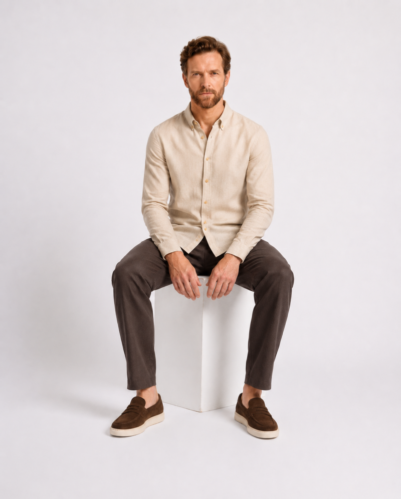 Chemise Homme Casual Chic à Col Boutonné