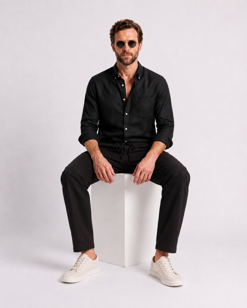 Chemise Homme Casual Chic à Col Boutonné