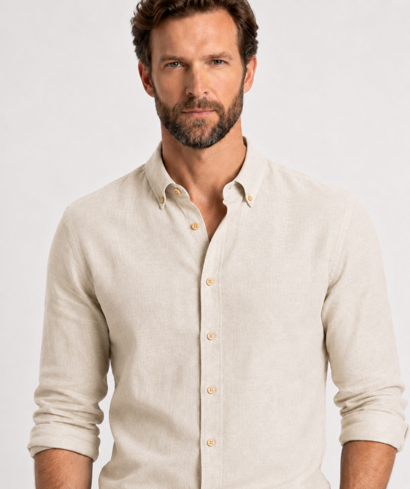 Chemise Homme Casual Chic à Col Boutonné