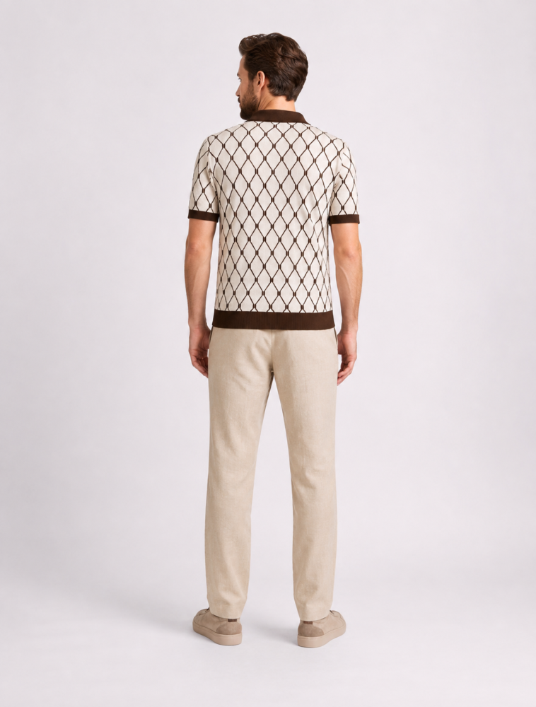Polo Homme Motif Géométrique Premium