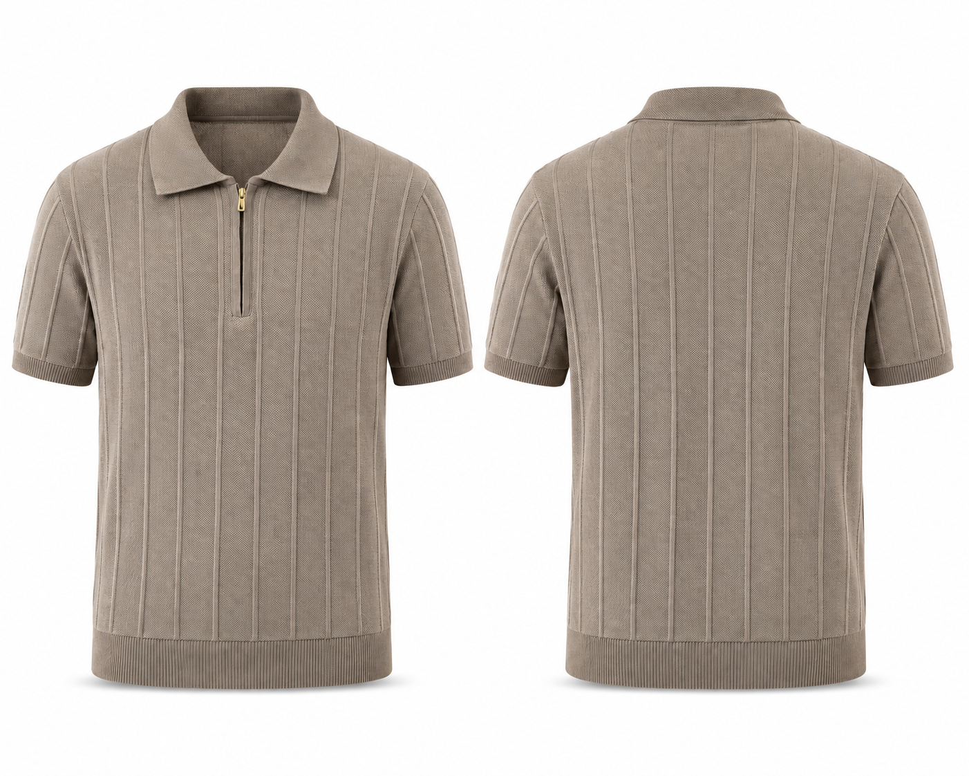 Polo homme élégant à texture verticale – Style chic moderne — Face / Dos