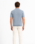 Polo Homme Bleu Brume à Liserés Blancs