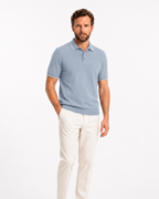 Polo Homme Bleu Brume à Liserés Blancs