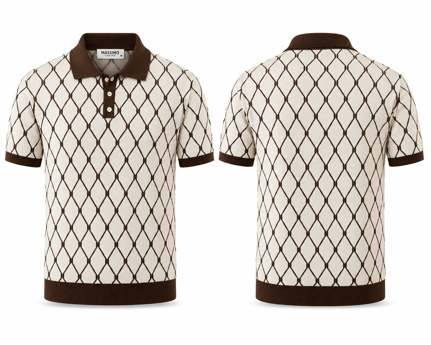 Polo Homme Motif Géométrique Premium — Face / Dos