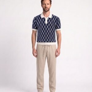 Polo Homme Motif Géométrique Premium